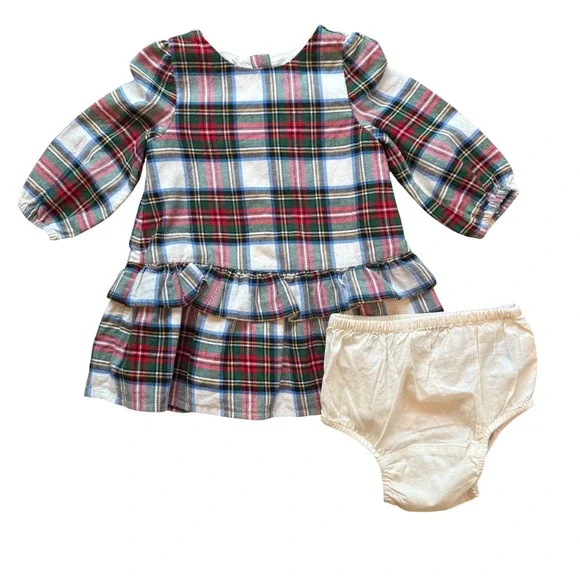 Baby Gap girls 6-12n Plaid Dress‎ with bloomer Set Baby Multicolor plaid NWT