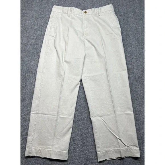 IZOD Pants Mens 36X29 Beige Chesapeake Twill Antique Wash Flat Front Metrix Fit