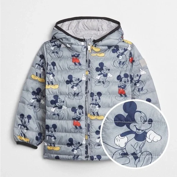 Gap Disney Mickey Mouse Cold Control Lite Puffer Jacket Size 2T