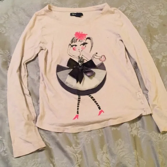 Gap Mixed Media Long Sleeve Tee Shirt Size 10