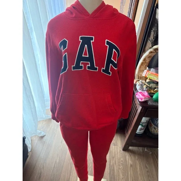 Gap Kids Red Fleece Hoodie and Sweatpants Set Arch Logo XXL 14-16