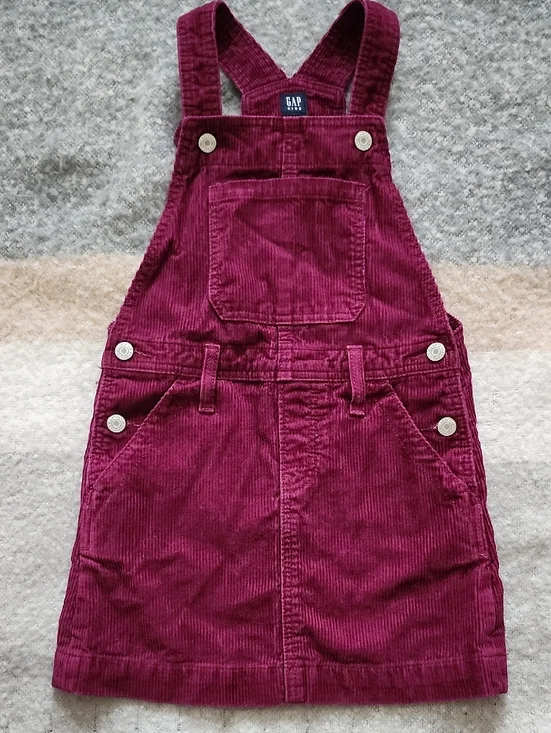 GAP Kids Plum Purple Corduroy Overall Salopette Skirt Sz S EUC Overall Dress