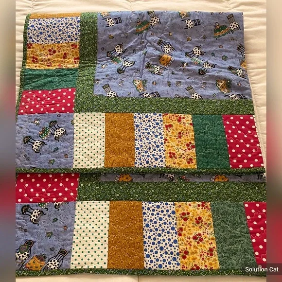 Handmade Patchwork Quilt Tea Party Reversible Polka Dots