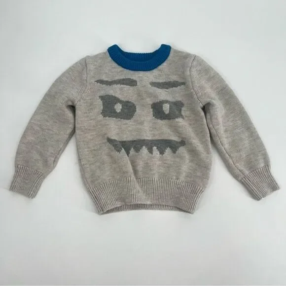 Baby Gap‎ Sweater 18-24M Gray Blue Spooky Crewneck Wool Halloween