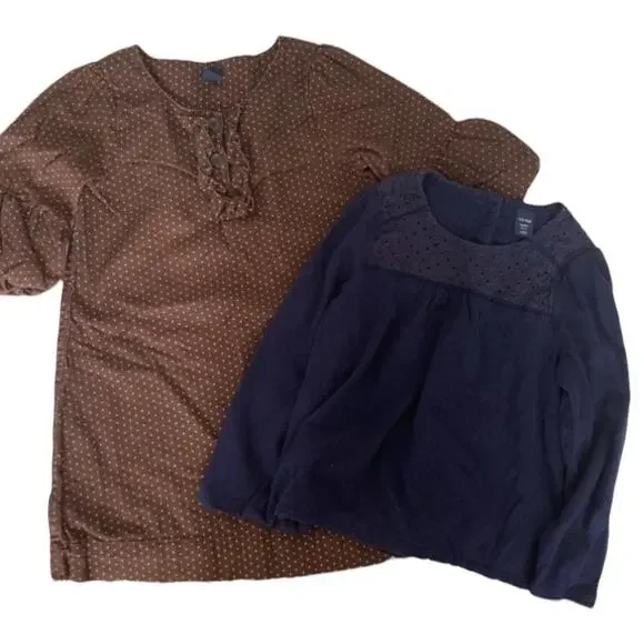 Baby Gap Lot of 2 Brown Dress Blue Long Sleeve Shirt Sz 4
