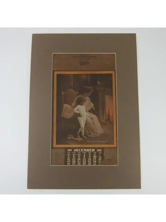 Munsingwear Art Calendar Print Advertising Display Woman Child Antique 1915 RARE