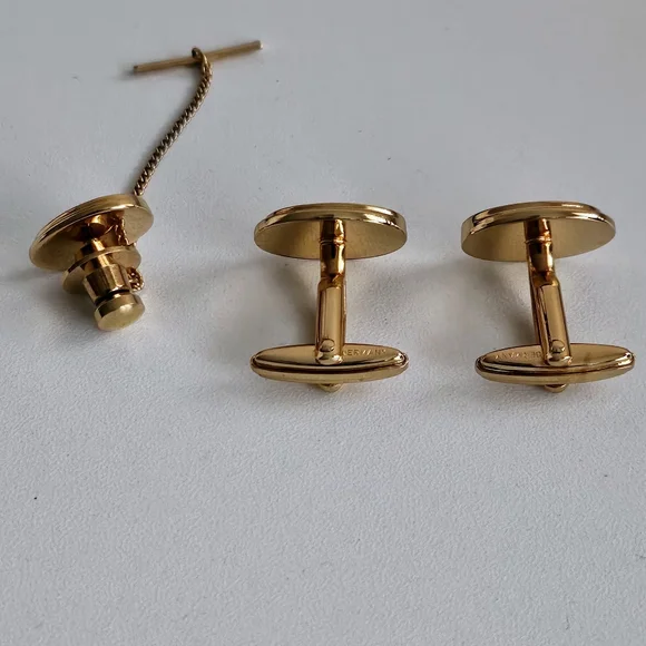 Dior Gold-plated Cufflinks & Tie Tack Set