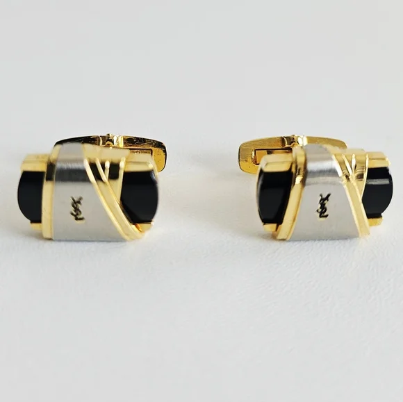 YSL Black Onyx Three-tone Cassandre Cufflinks