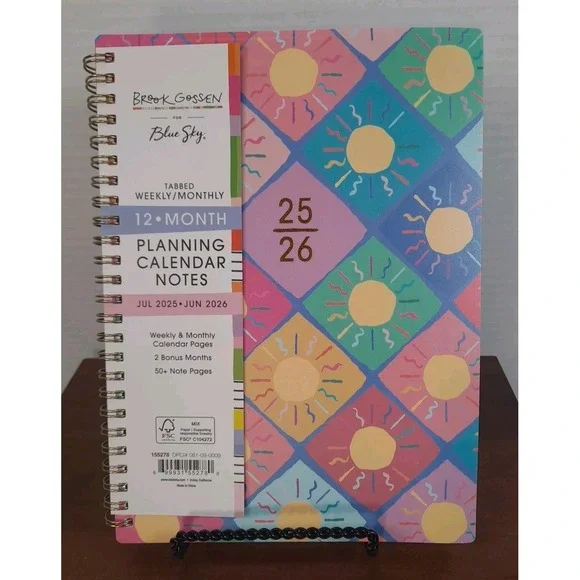 New 2025/2026 Brook Gossen For Blue Sky 12 Month Planner‎ Tabbed Weekly Monthly