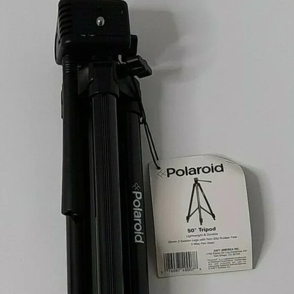 Polaroid Tripod Lightweight Durable 3 Section Legs upto 50” Black 2 Way Pan Head