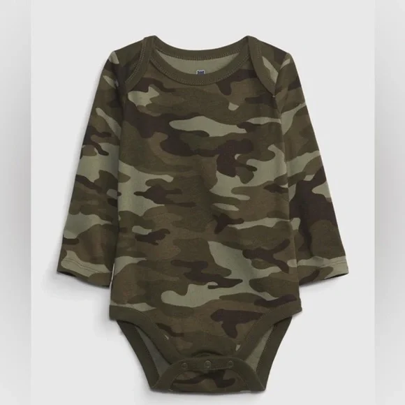 Baby Gap Brannan's Favorites Long Sleeve Bodysuit Green Camo 6-12 months