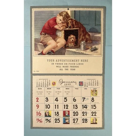 1955 Salesman Sample Store Calendar ‘Parting of The Ways’ byFrances TiptonHunter