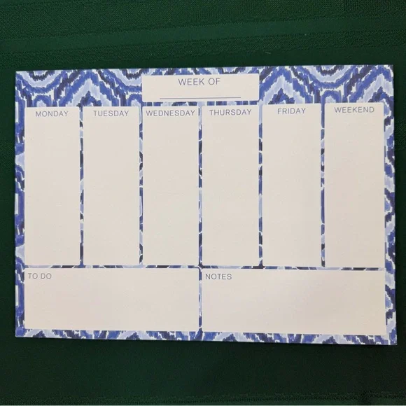Blue Boho Desk Calendar Pad