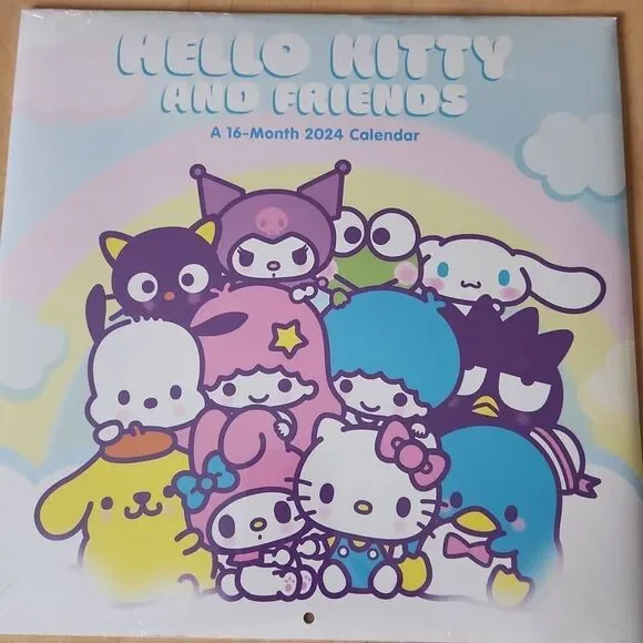 Hello Kitty and friends 16 month wall calendar 2024
