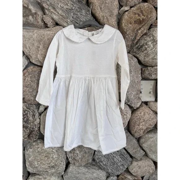 Baby Gap 3T 36m 3XL White Dress Long Sleeved Embroidered Collar NWT Lace Hem