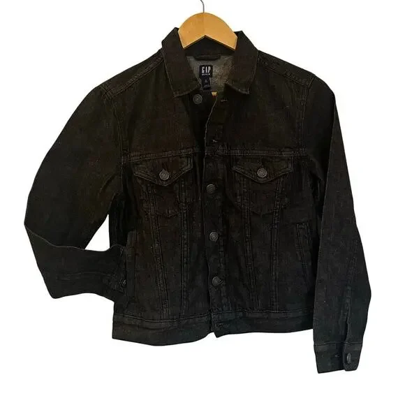 NEW Gap Gender Neutral Black Denim Jacket sz XL (12) Kids Denim Jacket
