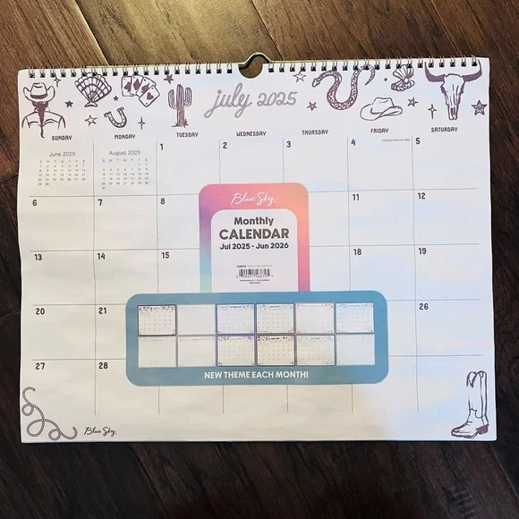 Blue Sky Monthly Calendar - Purple and Blue