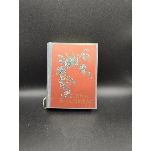 Antique German Forget Me Not Christian Memorial Calendar Day Book Used Written