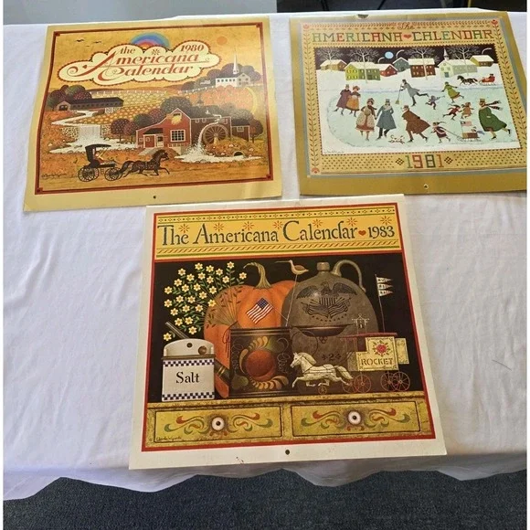 Lot Of 3 The Americana Calendars 1980,1983,1981, Missing Months Not Complete