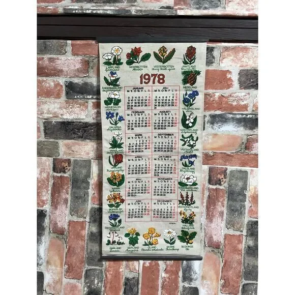 1978 Vintage linen‎ wildflower Calander
