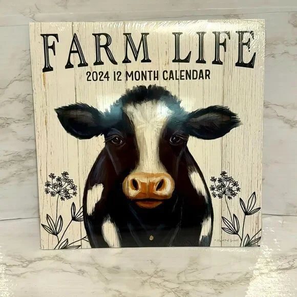 Farm‎ life 2024 yearly calendar with farm items and sayings