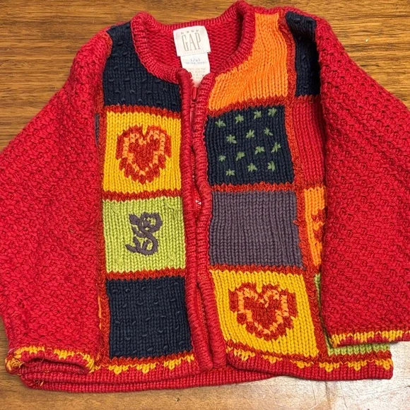 Baby Gap Vibrant‎ patchwork Cotton Knit Sweater Jacket - size 12-24 mos
