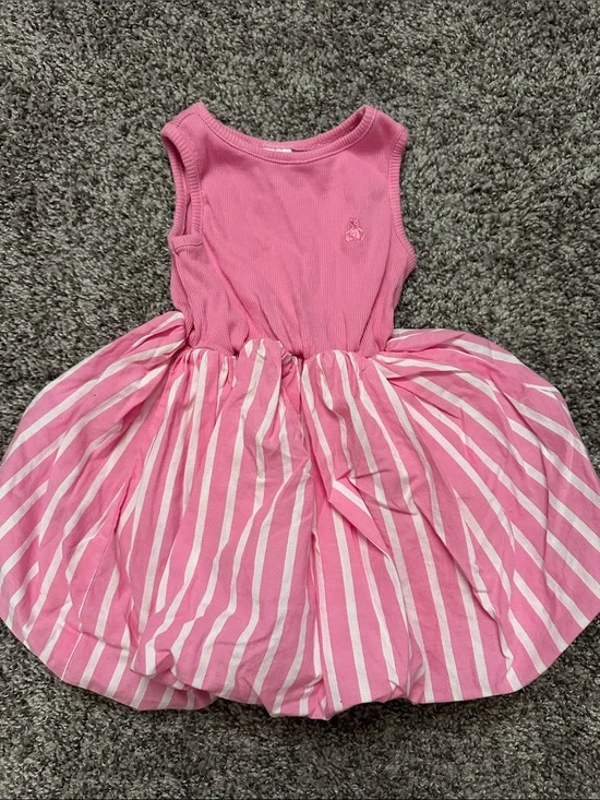 GAP Pink Ribbed Tank Top Dress with Pink & White Striped Skirt