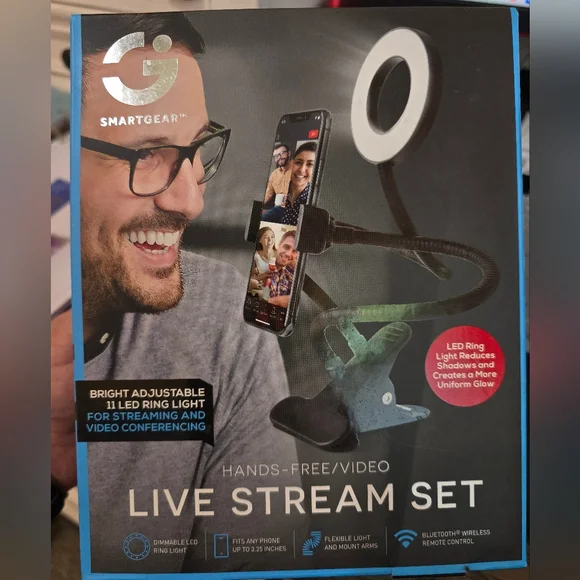 USB Ring Light, Mount, and Remote - New in Box Hands-Free Live Stream Set