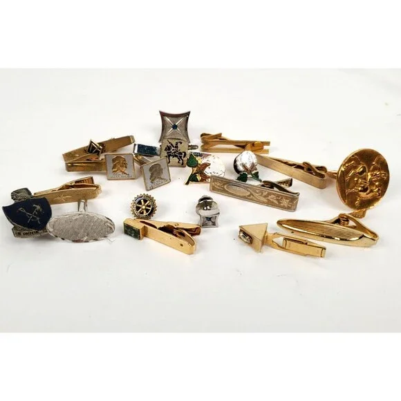 VTG Men Jewelry Lot Tie Tack Cufflinks Tie Clips Lapel Pins Silver/ Gold Tone