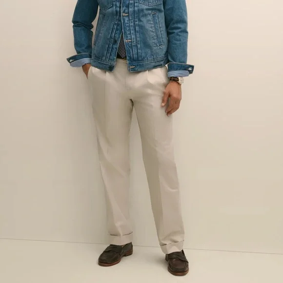 Brooks Brothers Advantage Chino Elliot Khaki Cuffed Pants 36 x‎ 32