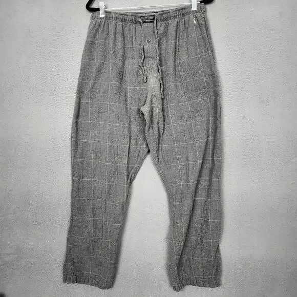 Polo Ralph Lauren Pajama Pants Mens XL Gray Cotton Plaid Lounge Sleepwear