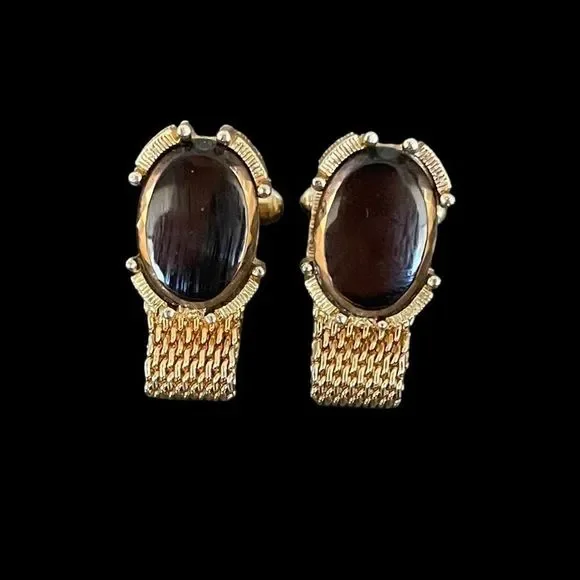 Vintage MCM SWANK Gold Tone Mesh Wrap Around Men’s Cufflinks Bronze Moonglow