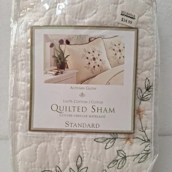 VTG Peking Handicraft 'Autumn Glow' Quilted Floral Sham Standard 100% Cotton NEW