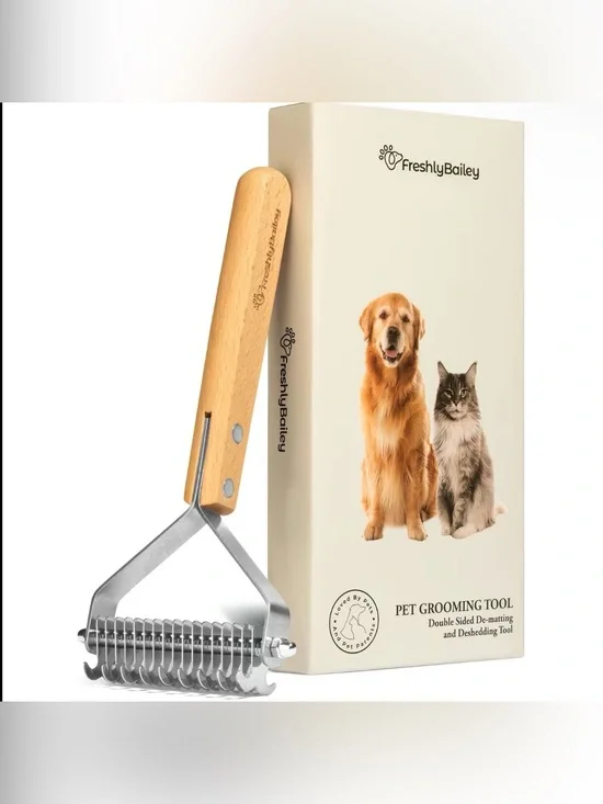 Dematting and Deshedding Brush Tool Comb for Dogs and Cats - Shedding Comb