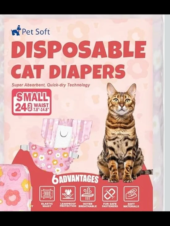 Pink Disposable Cat Diapers - Small 23 Pack
