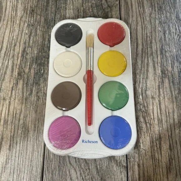 Jack Richeson Giant TemperaCakes in Tray Assorted Opaque Colors Set of 8 w/Brush