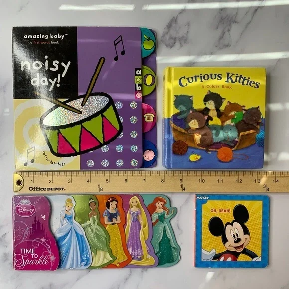 Bundle of 4 Baby Board Books Disney Kitten Noises