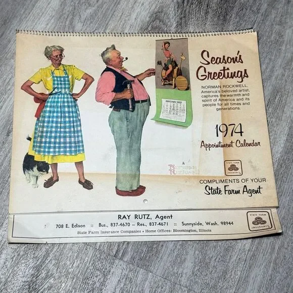 Vintage Norman Rockwell 1974 appointment‎ calendar.