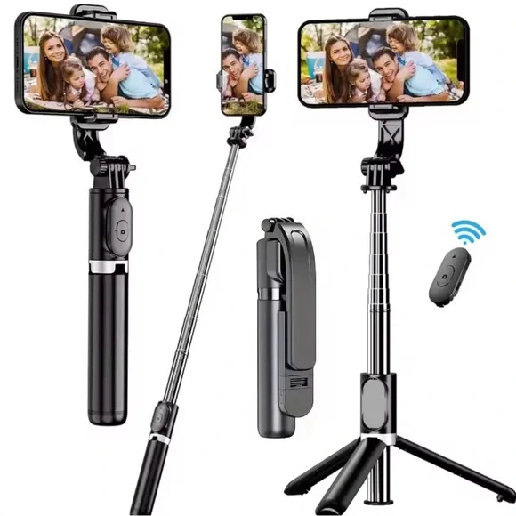 Wireless Black Selfie Stick Tripod with Remote
