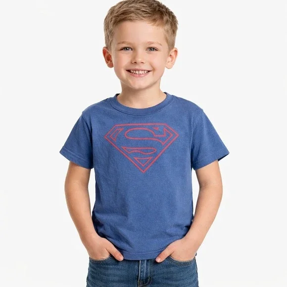 GAP Kids Superman T-Shirt Boys Sz S Blue Graphic DC Comics Superhero Shirt