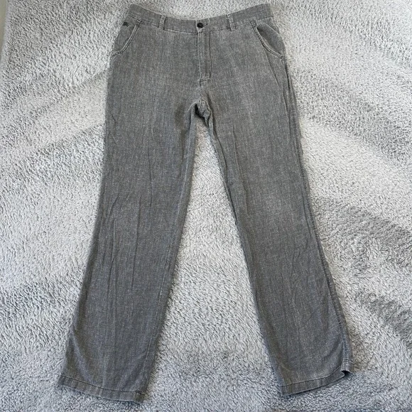 Burberry London Pants Men's 36 Slim Fit Grey Textured Cotton Chinos Actual 34x32