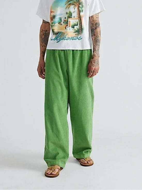 Urban Outfitters Baggy Solid Cotton Corduroy Beach Pant M Green
