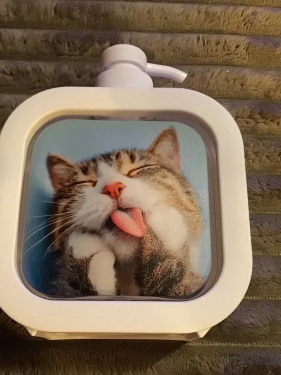 White Cat-Themed Pet Shampoo Dispenser Bottle