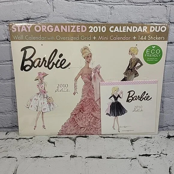 NEW BARBIE Duo‎ Calendar 2010 Illustrations Robert Best Mattel Fashion Dresses