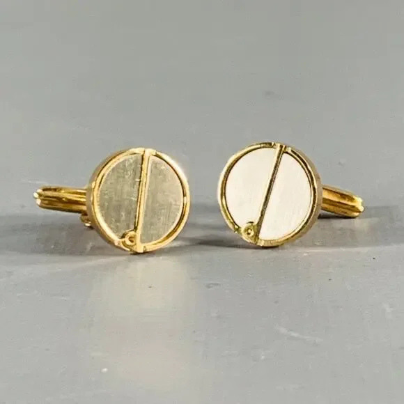 DUNHILL Vintage Gold Silver Monogram Metal Cuff Links
