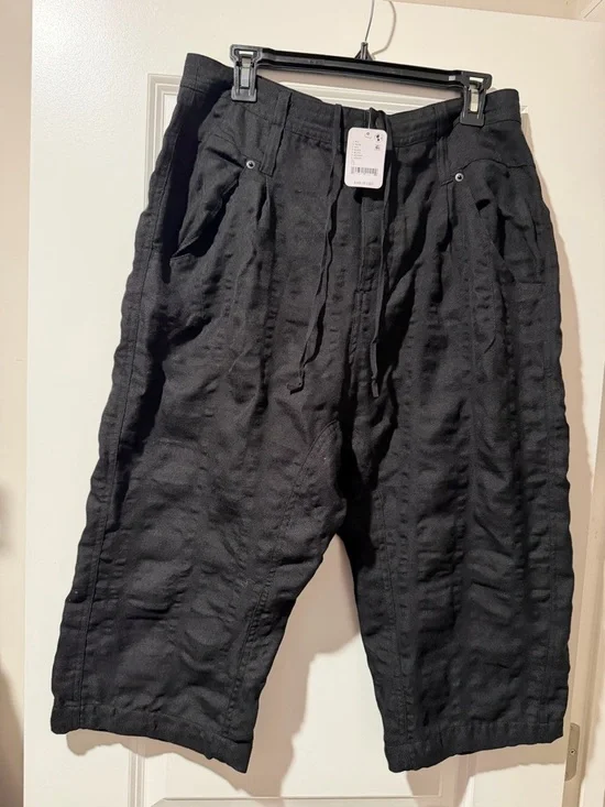 Free People Black Linen-Style Drawstring Joggers 🔥 Size 12