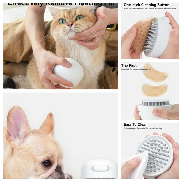 Aumuca Pet Grooming Brush for Cats and Dogs - White