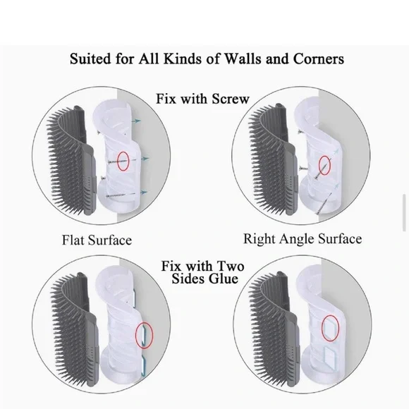 New 2 Pack Corner Brush for Cats, Self Groomer Grooming Wall Massage -5 left