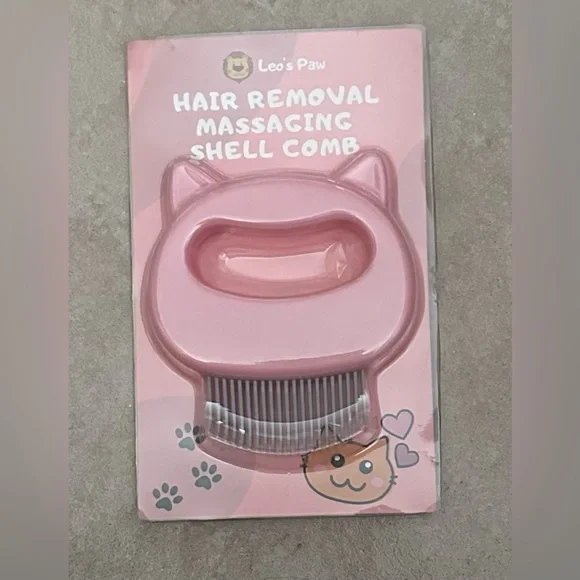 Leo's Paw Pink Hair Removal Massaging Shell Comb