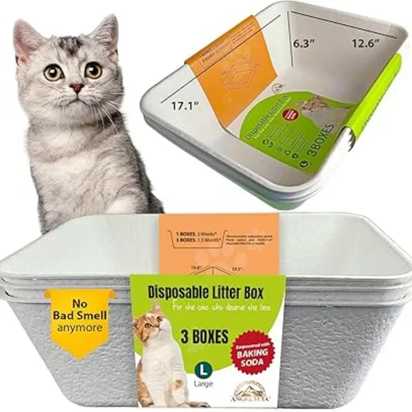Disposable Litter Boxes for Cats Baking Soda Effect and Maximum Odor Control(3)